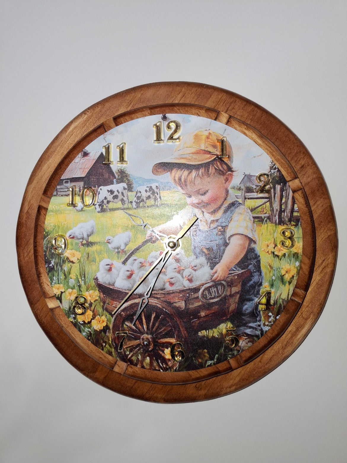 Wall Clock, Hand Made Wooden Clock, 11" In Diameter