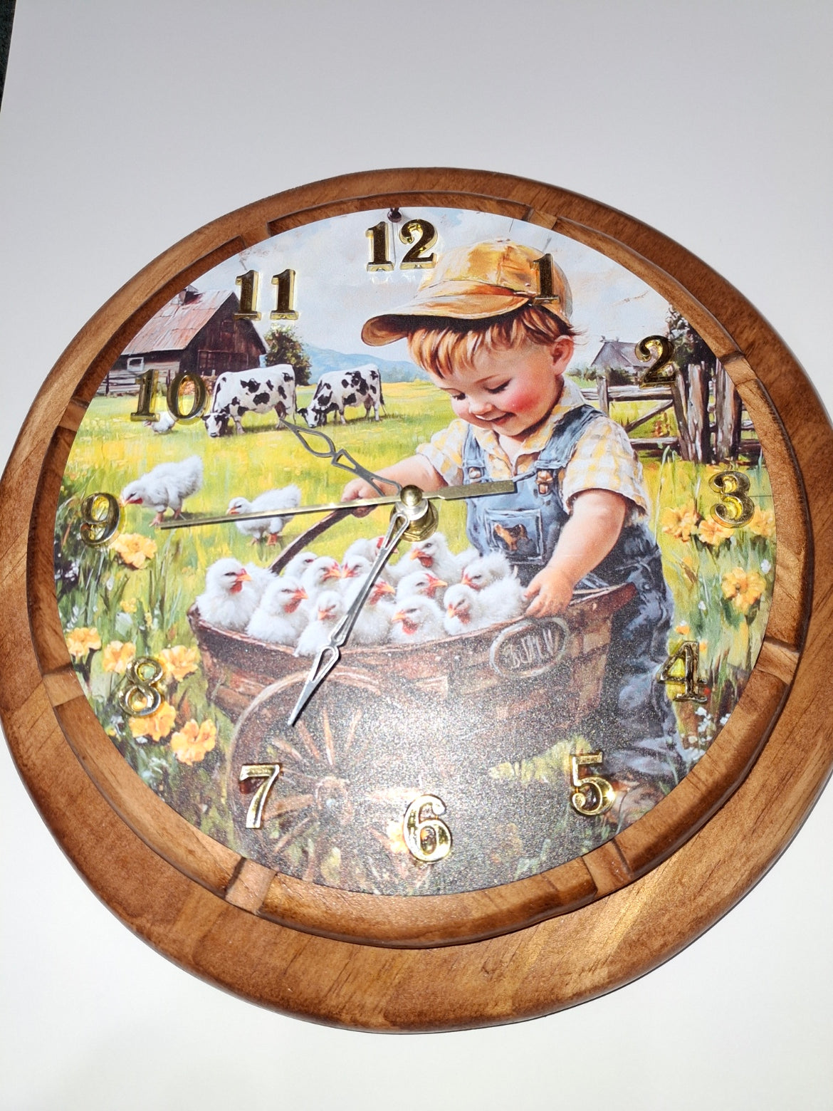Wall Clock, Hand Made Wooden Clock, 11" In Diameter