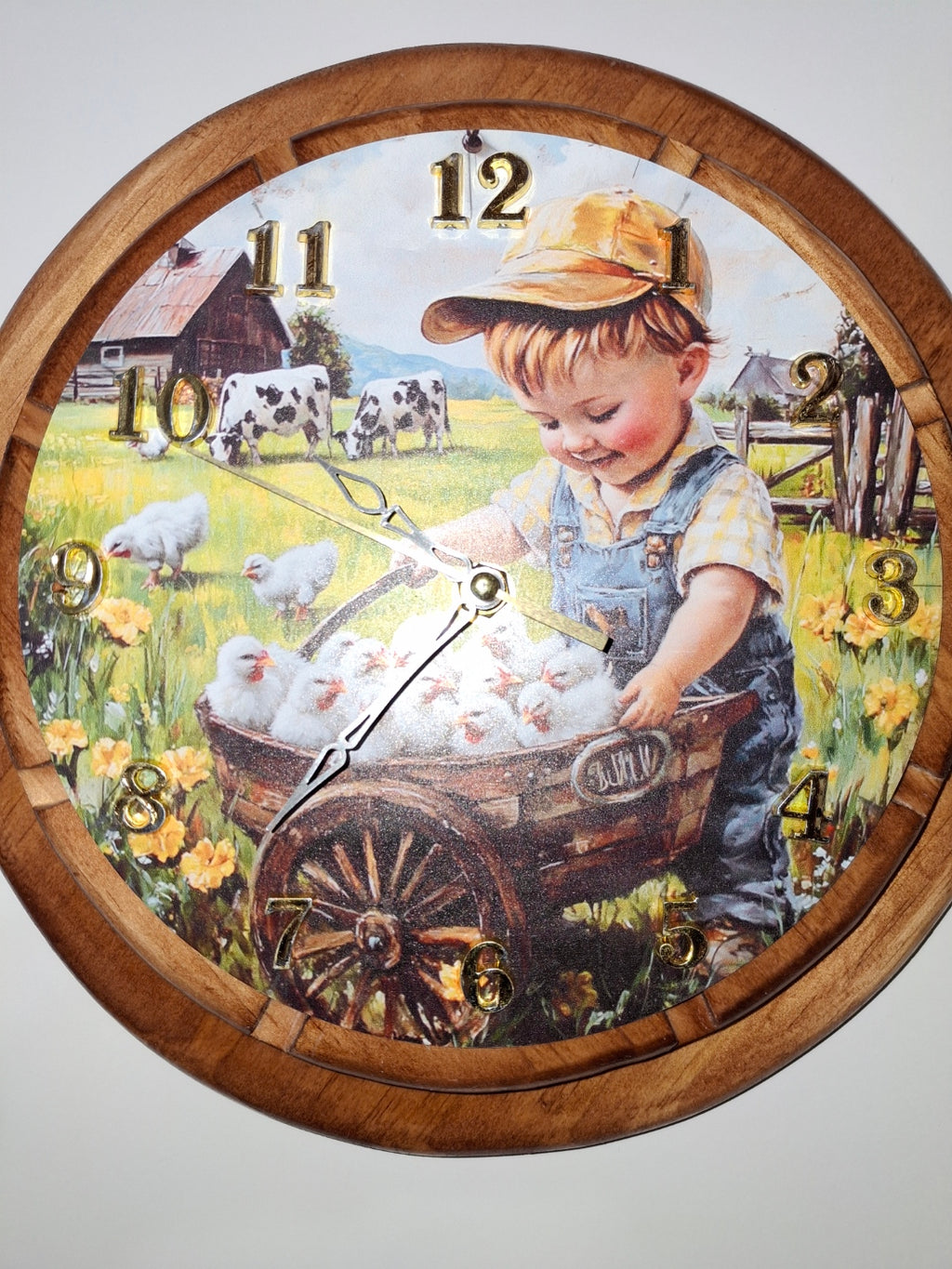 Wall Clock, Hand Made Wooden Clock, 11" In Diameter