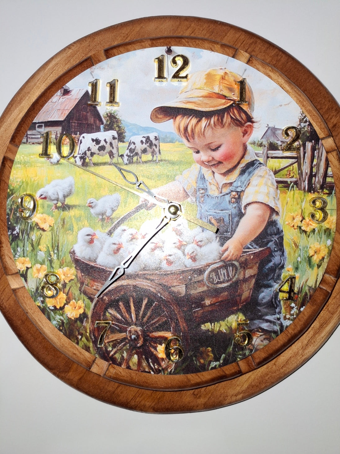 Wall Clock, Hand Made Wooden Clock, 11" In Diameter