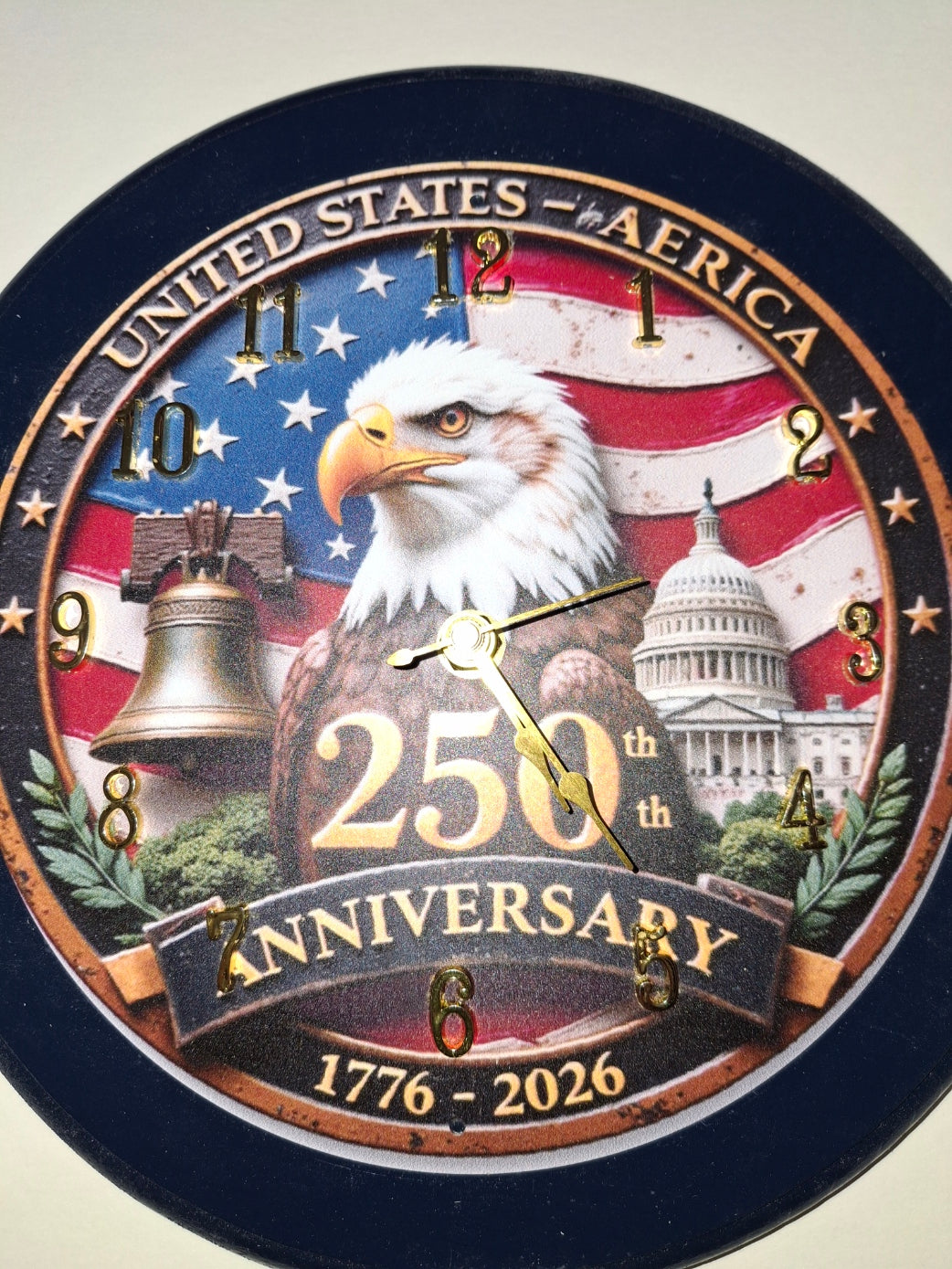 Wall Clock, Handmade 250th Anniversary Wall Clock