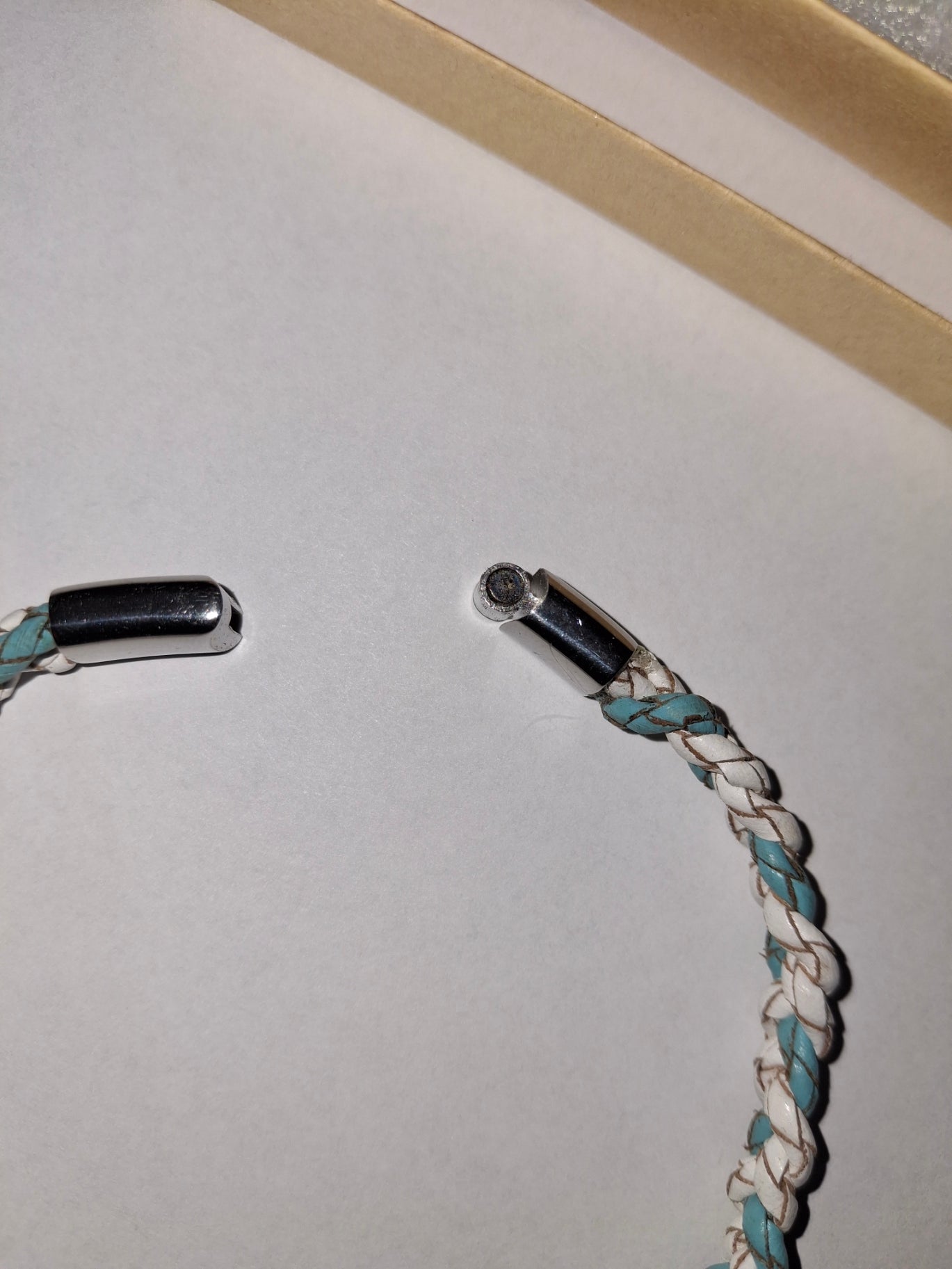 Braided Leather Bolo Cord Unisex Blue And White
