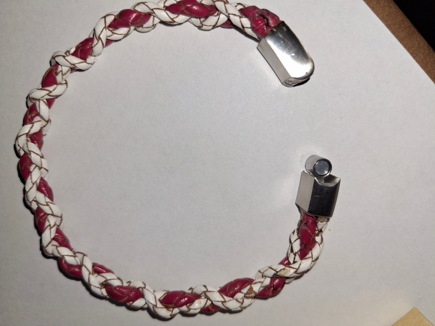 Braided Leather Bolo Cord Unisex Red And White