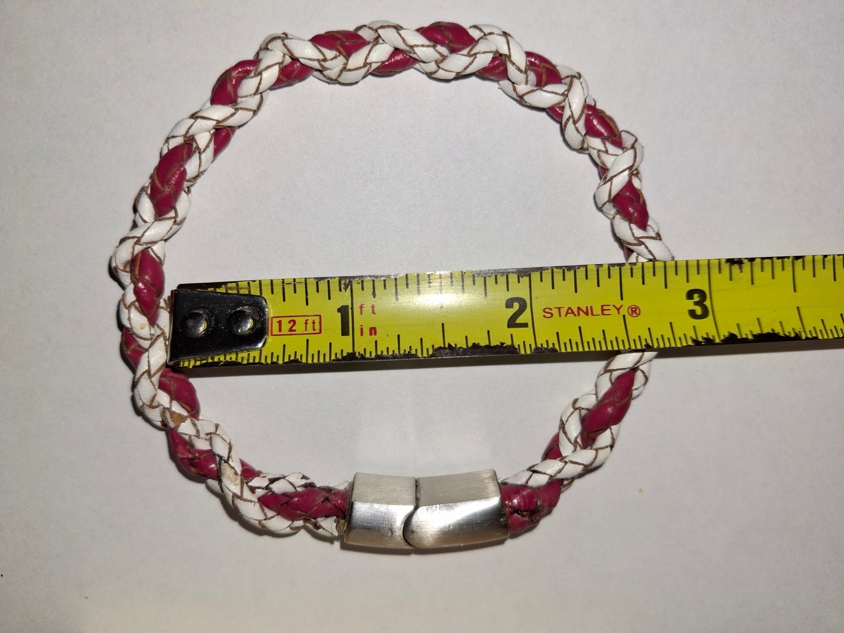 Braided Leather Bolo Cord Unisex Red And White
