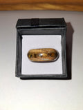 Zebra Wood With Amber Crushed Stone. Ring Size 9.5