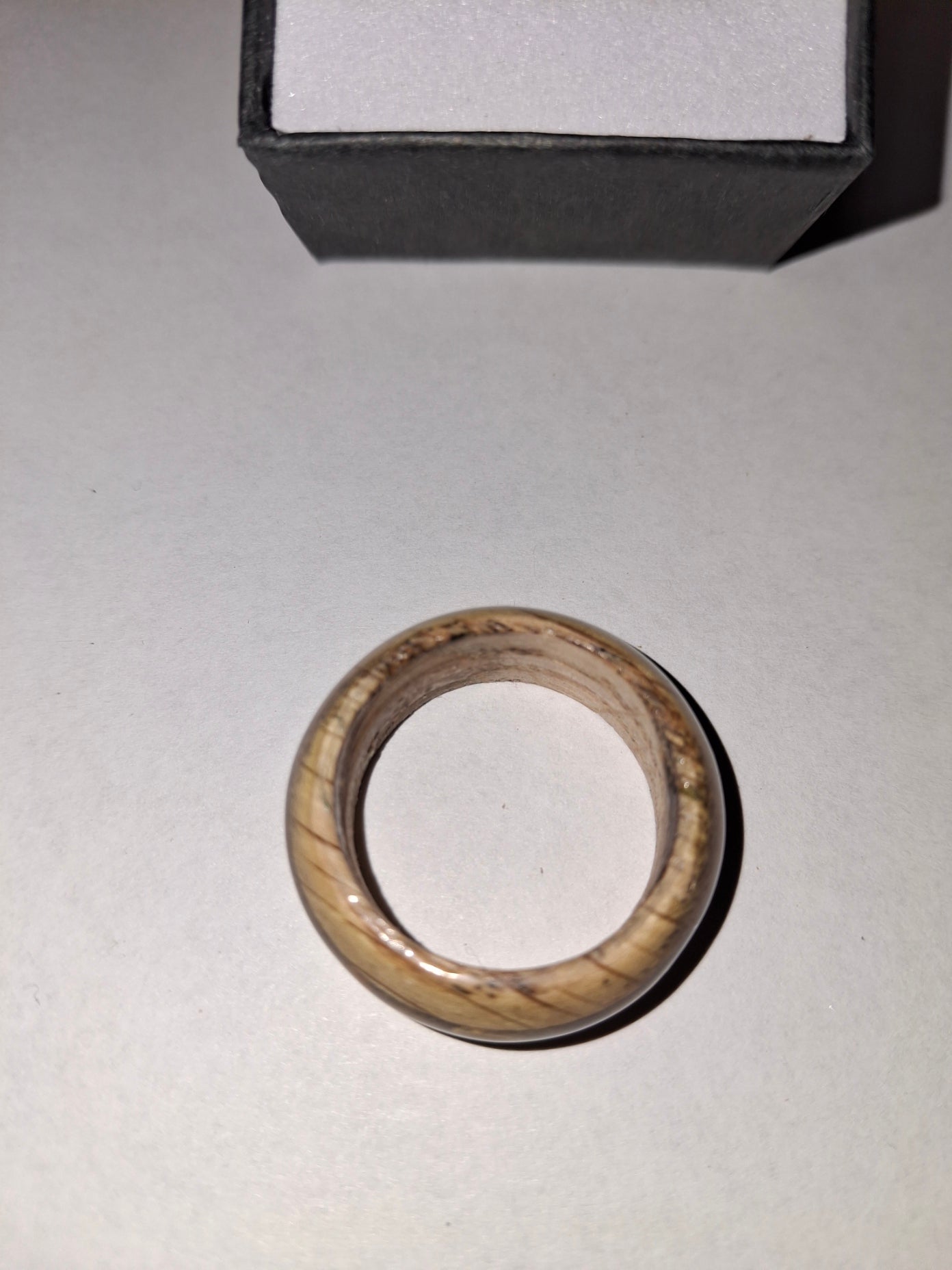Zebra Wood With Amber Crushed Stone. Ring Size 9.5