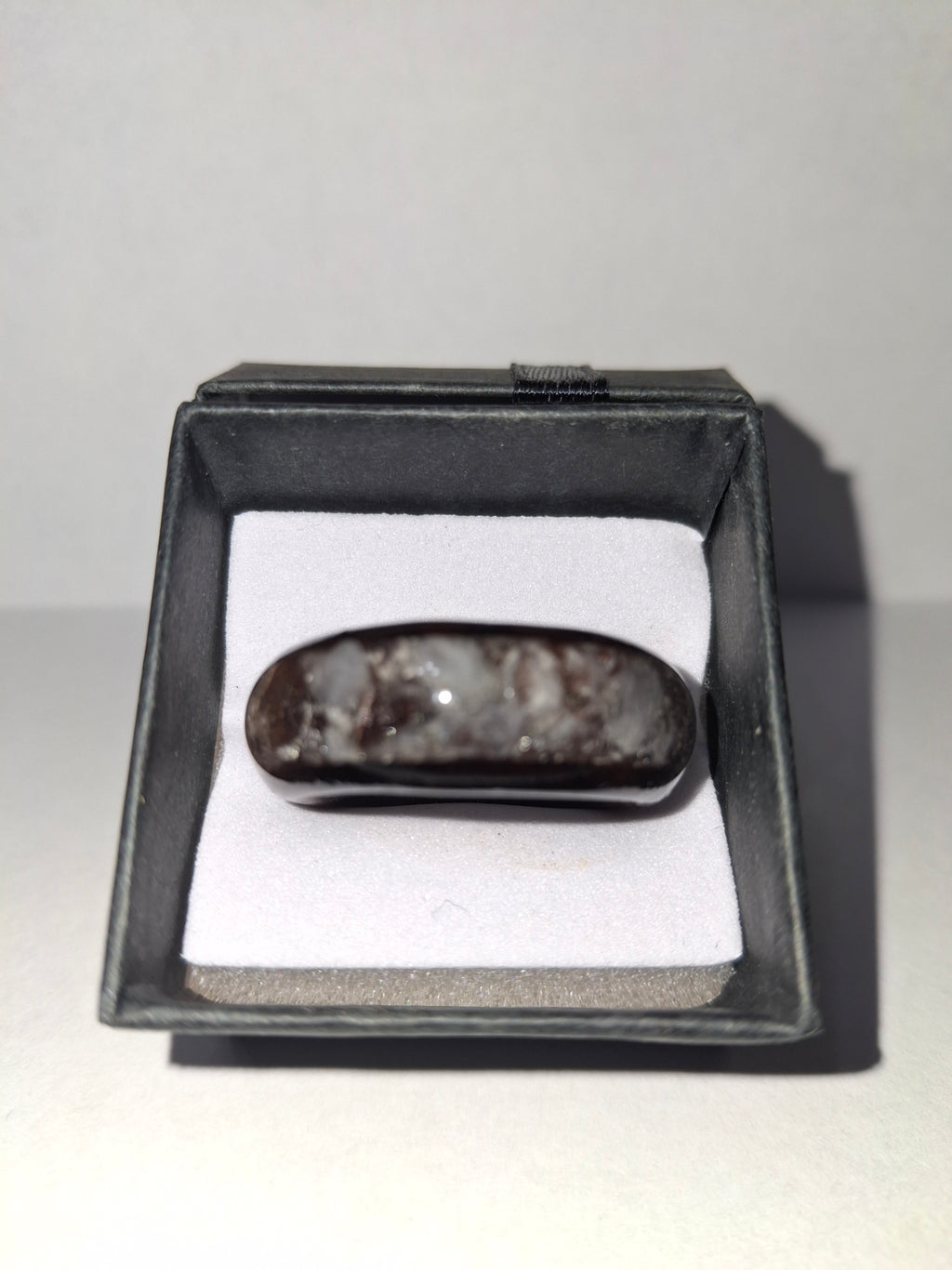 Wooden Ring Made From Whisky Barrel Wood With White/Clear Stone Inlay. Size 10.5