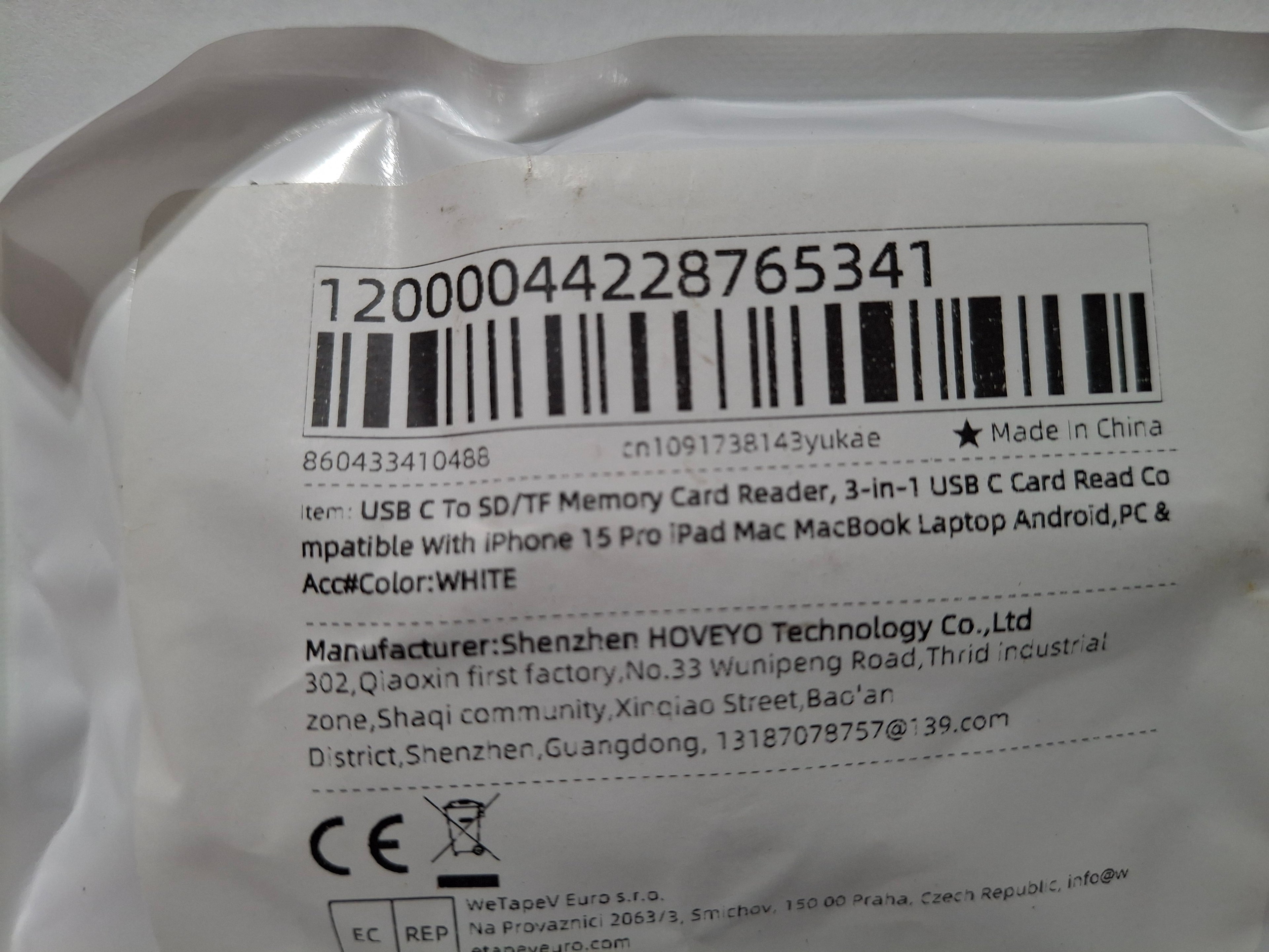 USB C to SD/TF Memory Card Reader